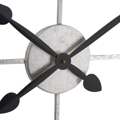 Metal Antique Silver Round Wall Clock Large