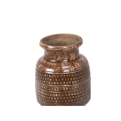 Theano Dot Design Brown Glaze Vase
