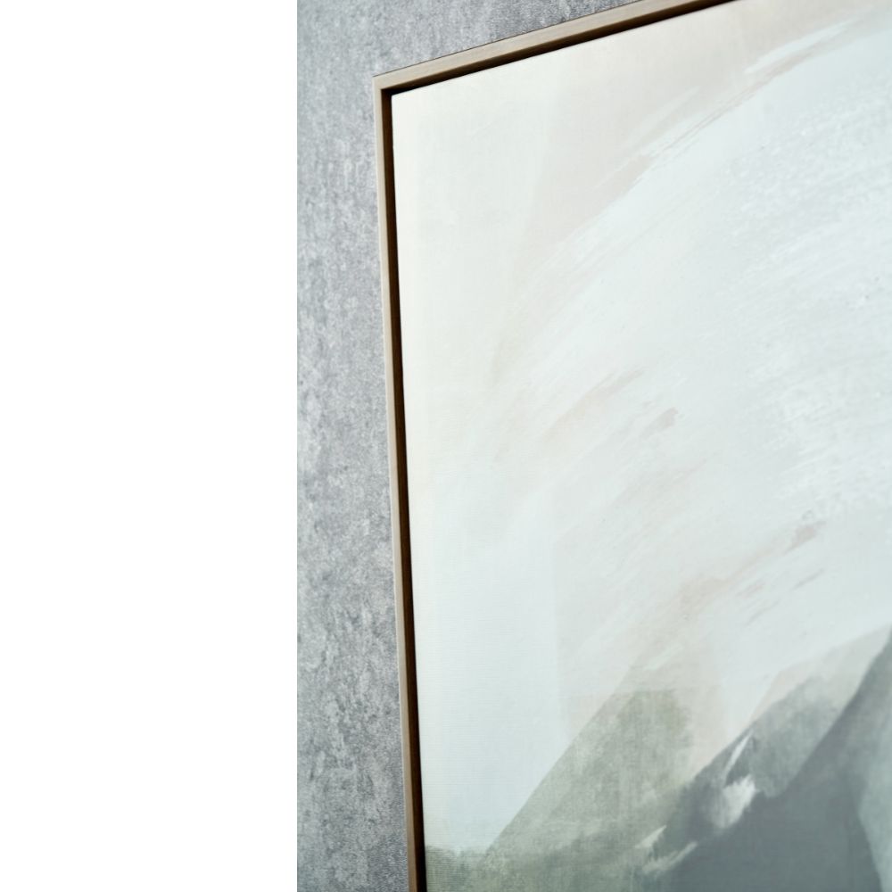 Canvas Monochrome Abstract Square with Oak Effect Frame