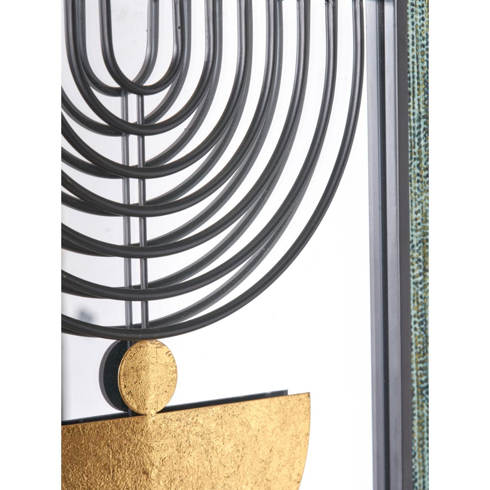 Mirrored Black and Gold Metal Wall Art (Set of 2)