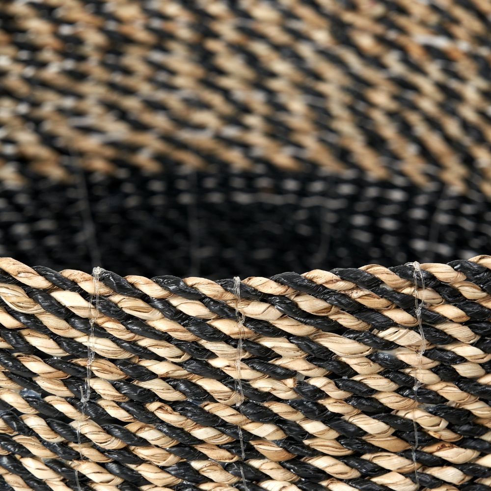 Seagrass Natural and Black Round Baskets (Set of 2)