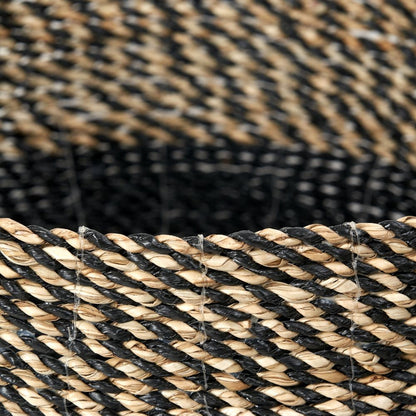 Seagrass Natural and Black Round Baskets (Set of 2)