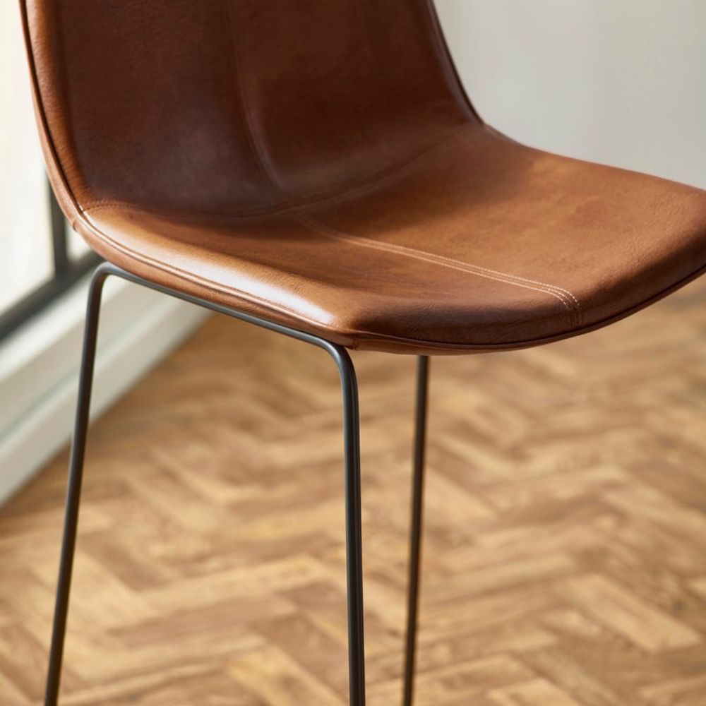 Joren Tan Brown PU Leather Bar Stools (Set of 2)