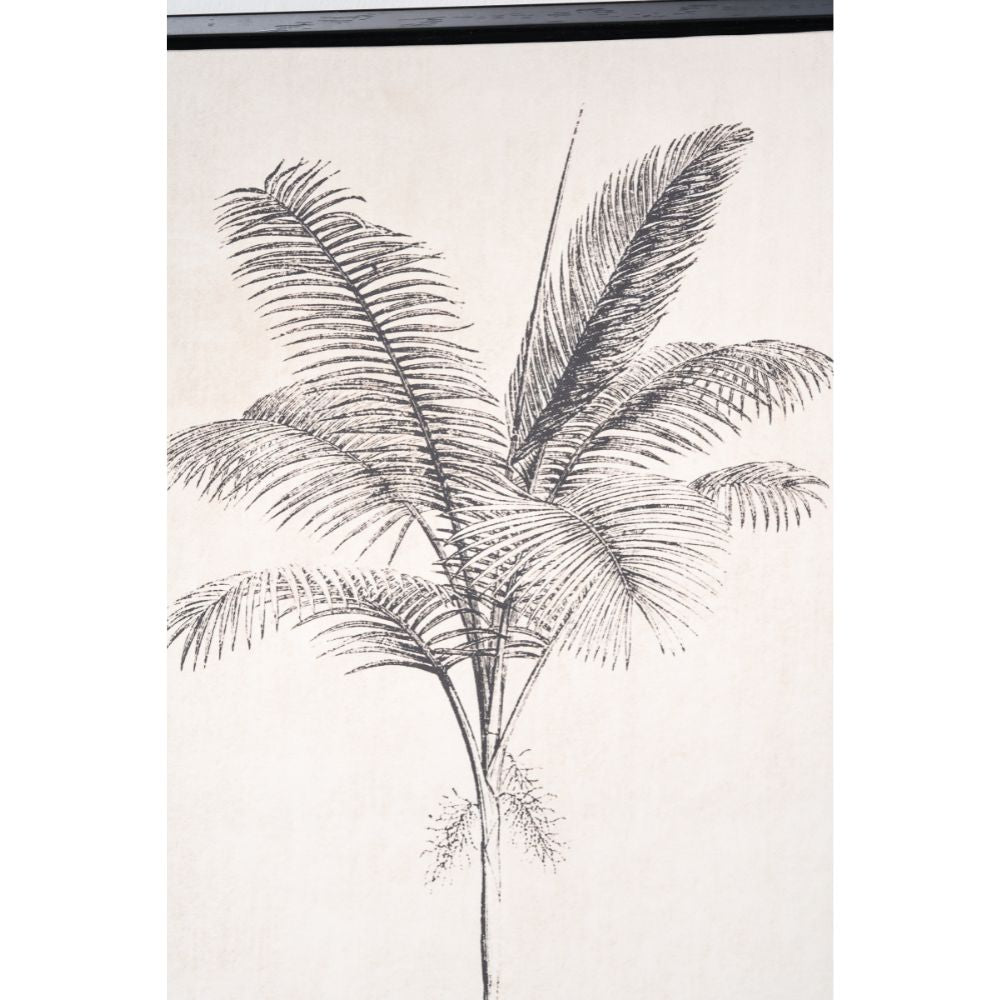 Canvases Natural and Black Palm Tree Print with Black Frames (Set of 3)