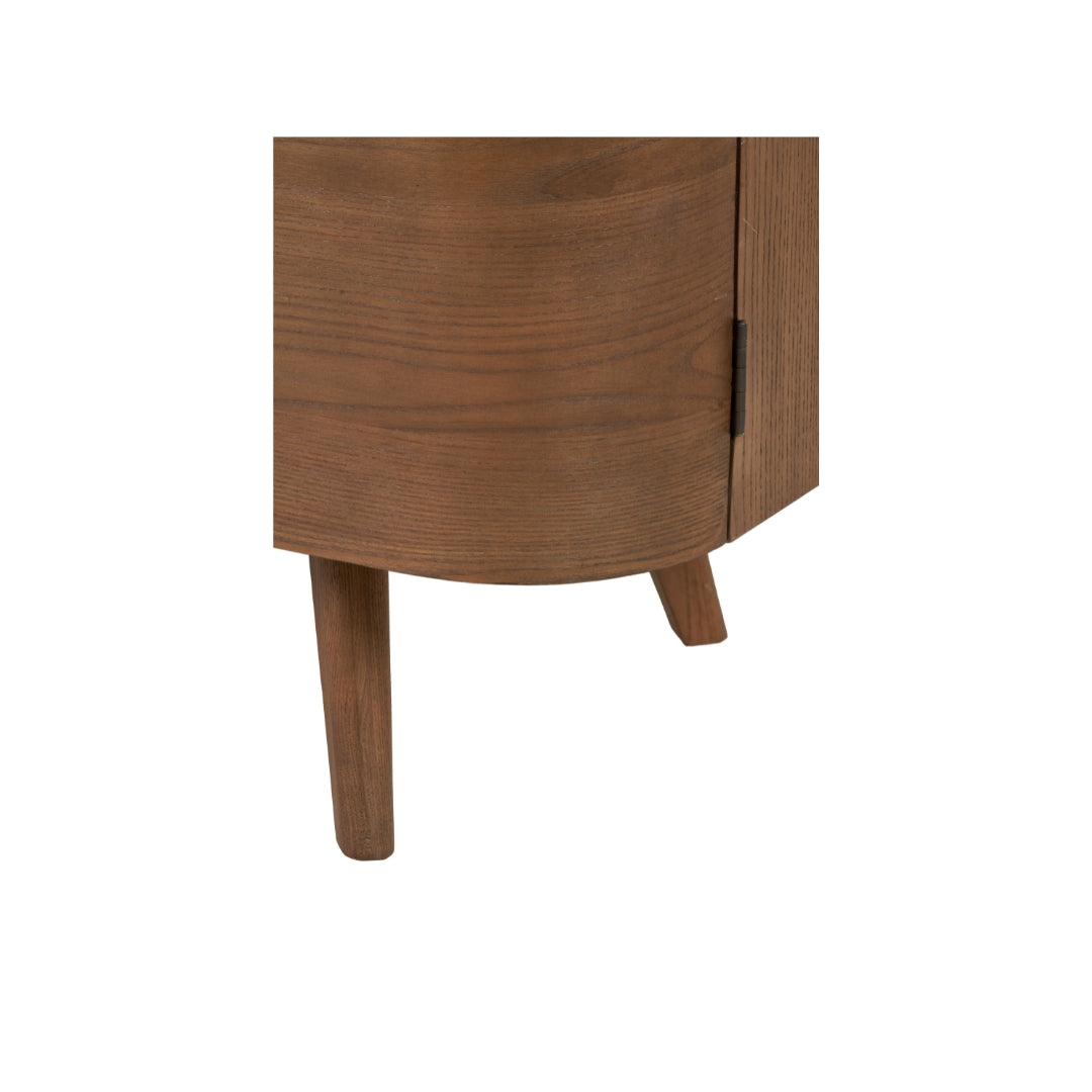 Elias Dark Ash Wood Retro 3 Door Sideboard