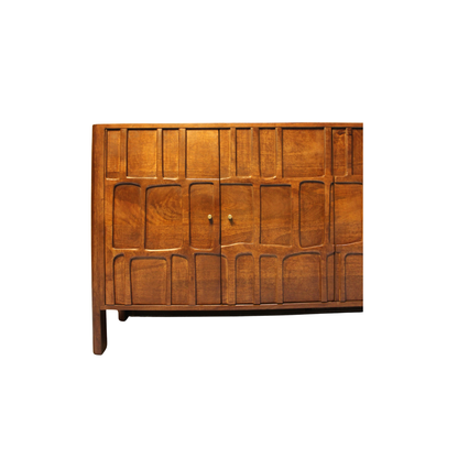 Aranya Solid Wood 4 Door Carved Detail Sideboard