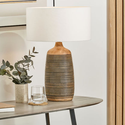 Caspian Mango Wood Natural Grooved Table Lamp