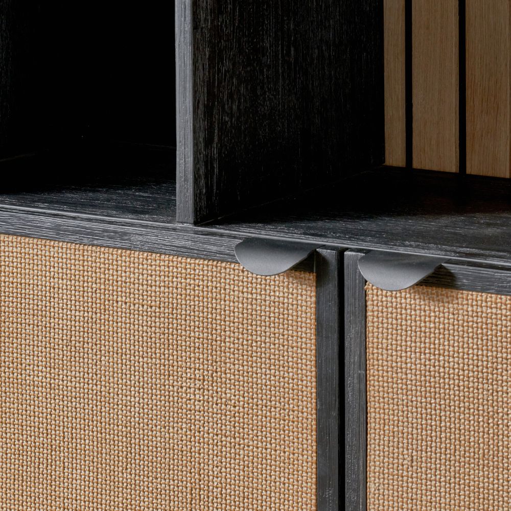 Fiji Black Acacia Wood 2 Door 6 Niche Display Cabinet