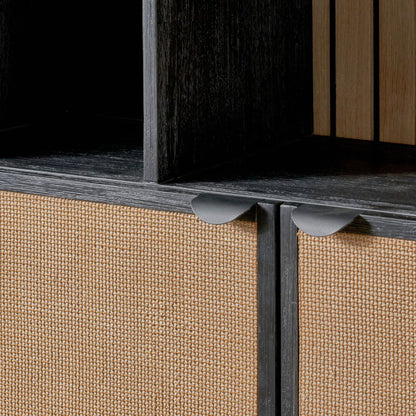 Fiji Black Acacia Wood 2 Door 6 Niche Display Cabinet