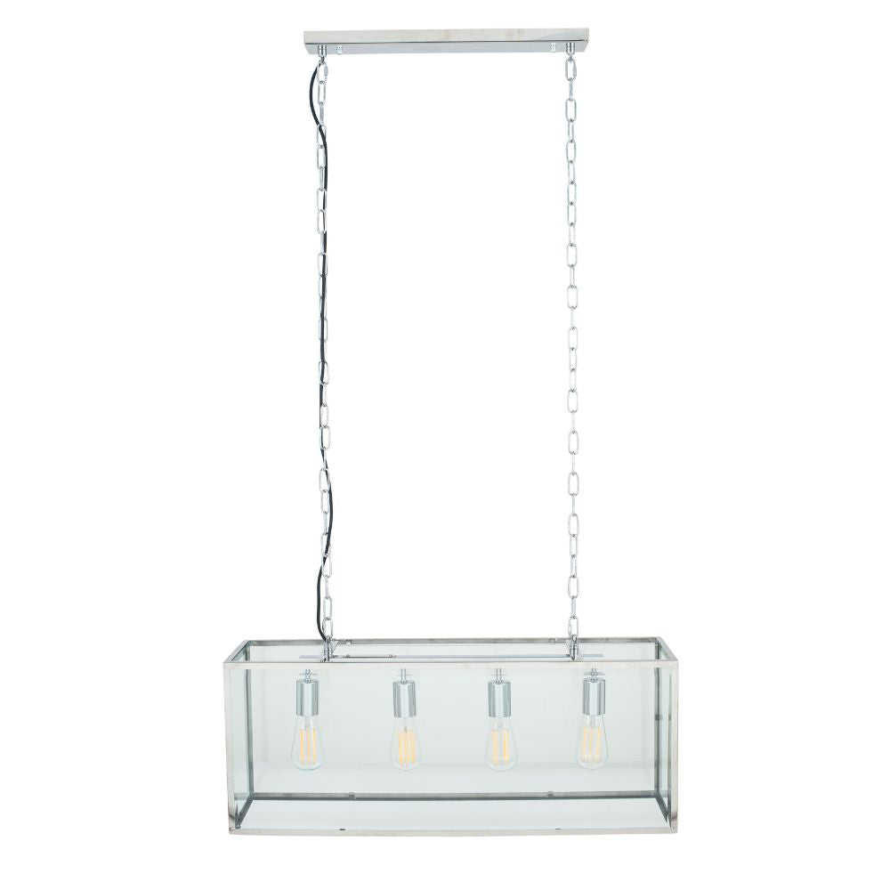 Llewellyn Silver Metal and Glass Four Bulb Pendant