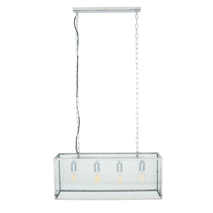 Llewellyn Silver Metal and Glass Four Bulb Pendant