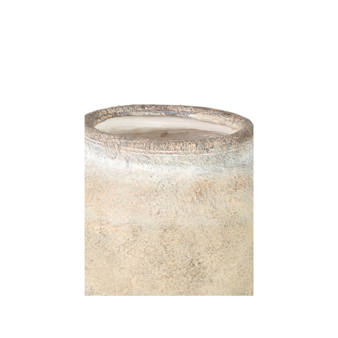 Natural Textured Fibrestone Decorative Vase with Handles