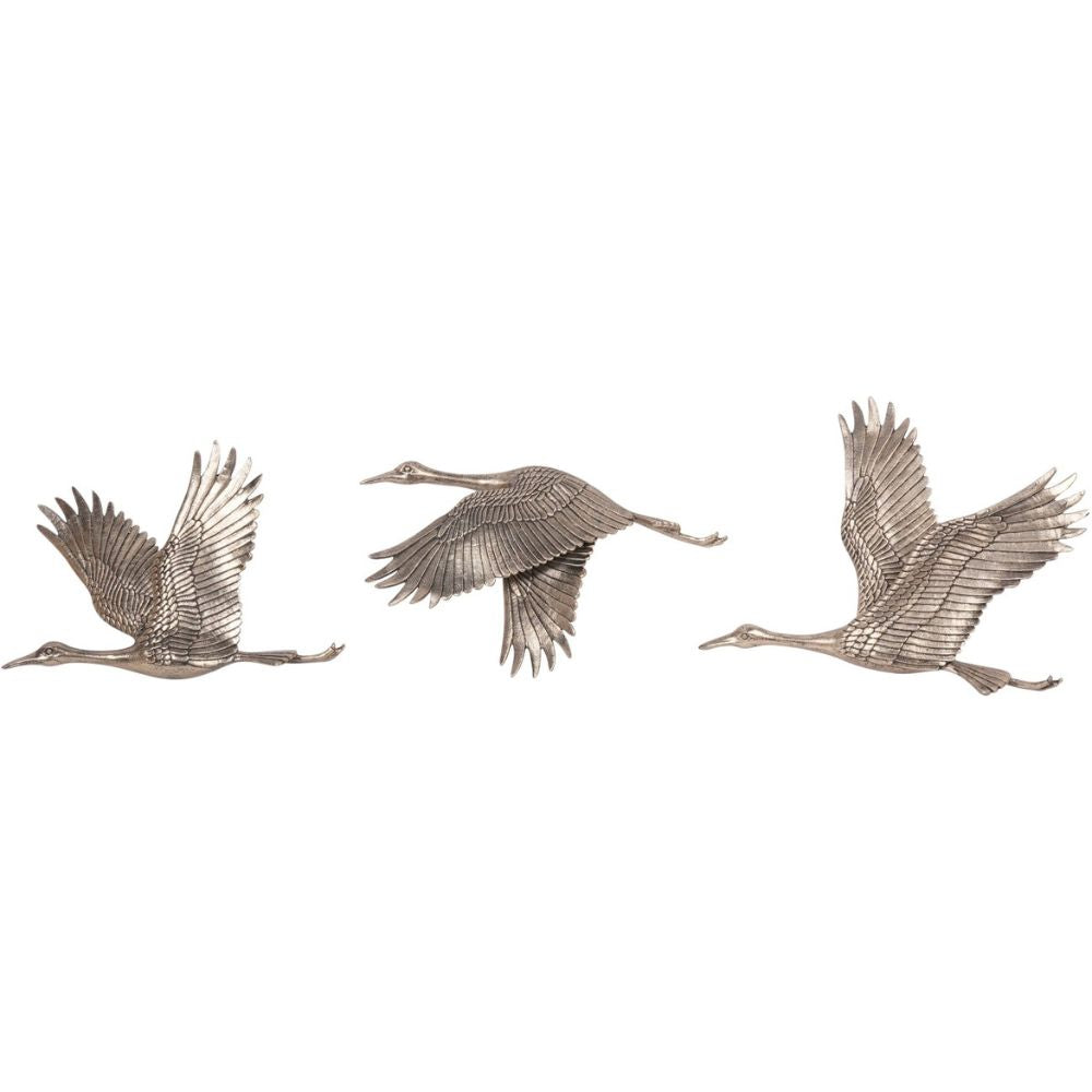 Aluminium Crane Trio Cast Wall Art