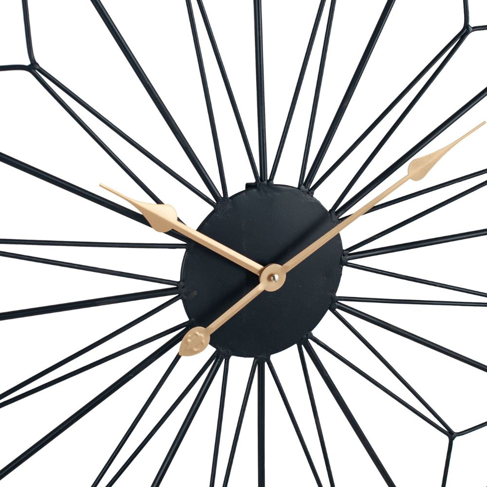 Metal Black or Gold Geo Design Round Wall Clock