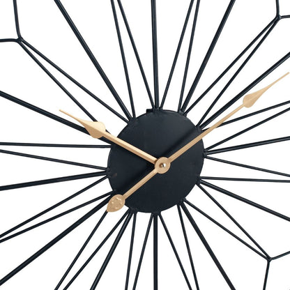 Metal Black or Gold Geo Design Round Wall Clock