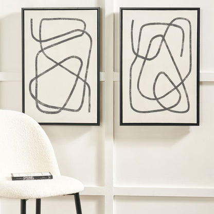 Canvases Black Squiggle Print with Black Frames (Set of 2)