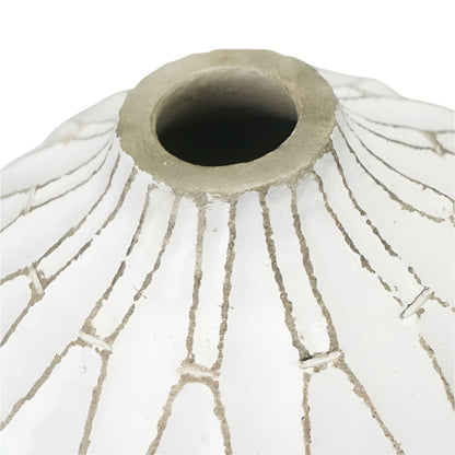 Gaudi Stoneware White Geometric Design Vase