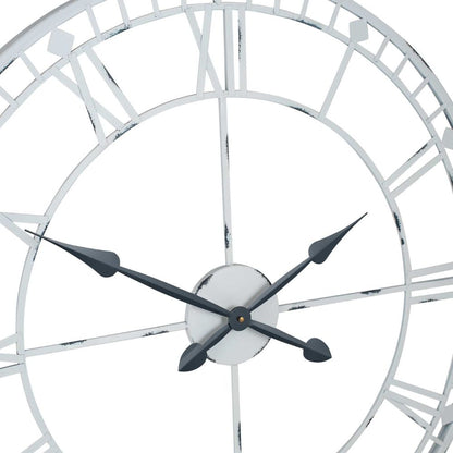 Metal Antique Grey Round Wall Clock Large