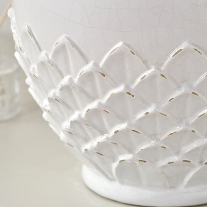 Willow White Leaf Detail Stoneware Vase