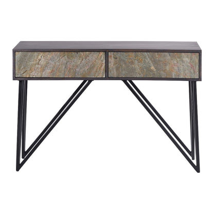 Verde Black Mango Wood 2 Drawer Console Table