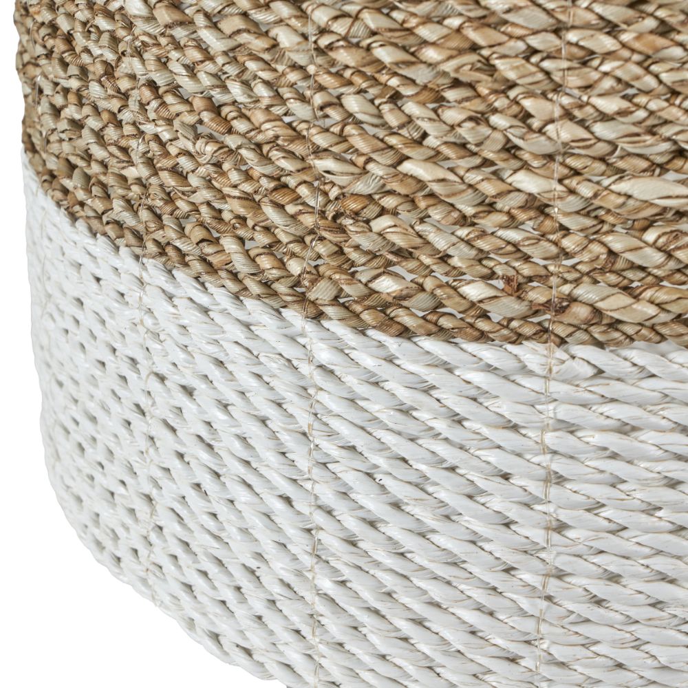 Banana Leaf Two Tone Natural and White Baskets (Set of 2)