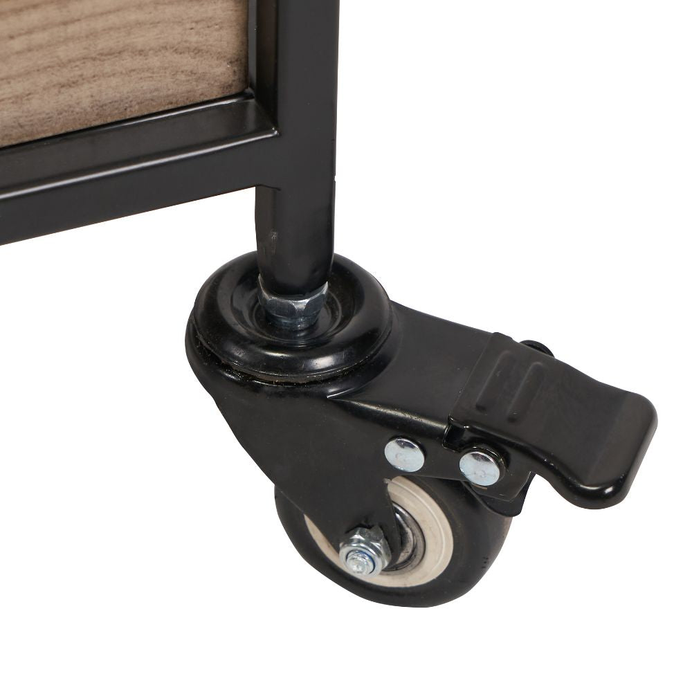 Gallery Natural Wood Veneer and Black Metal Caddy