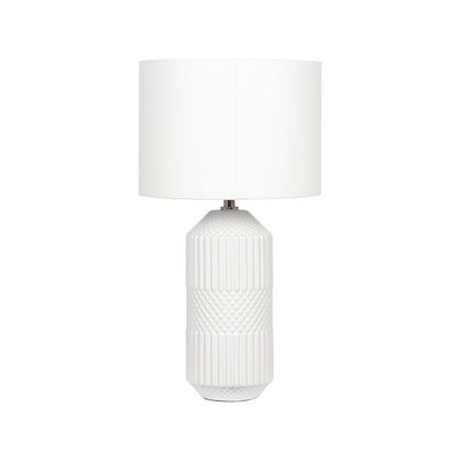 Meribel White Geo Textured Tall Ceramic Table Lamp