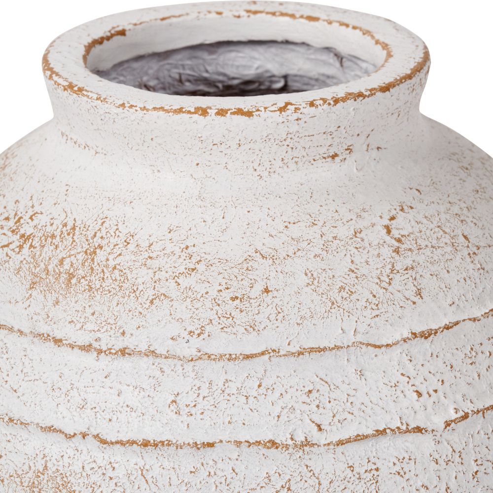Fibrestone White Wash Decorative Ribbed Vase