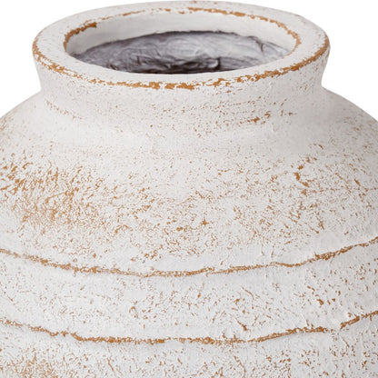 Fibrestone White Wash Decorative Ribbed Vase