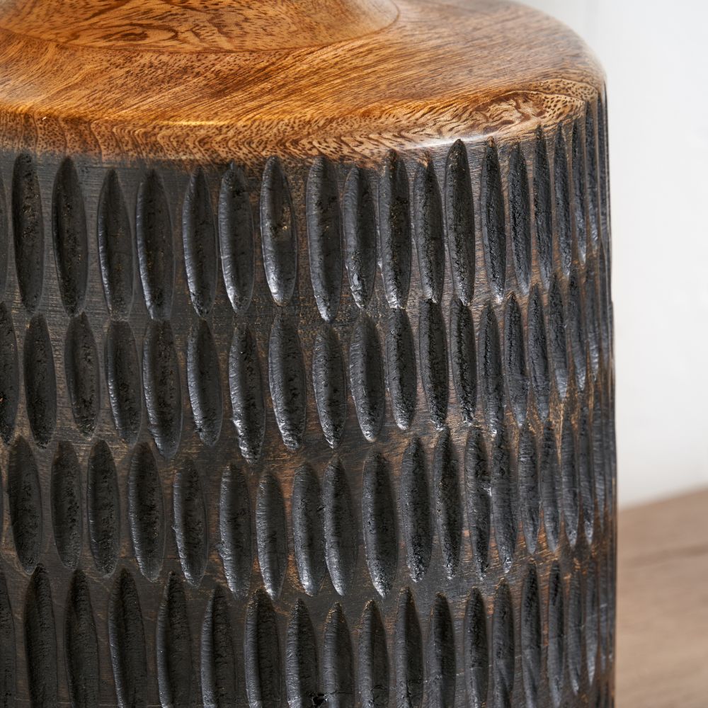 Alaric Mango Wood Antique Black Wash Table Lamp