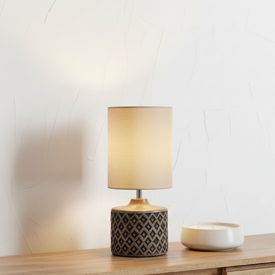 Orissa Wooden Short Diamond Table Lamp