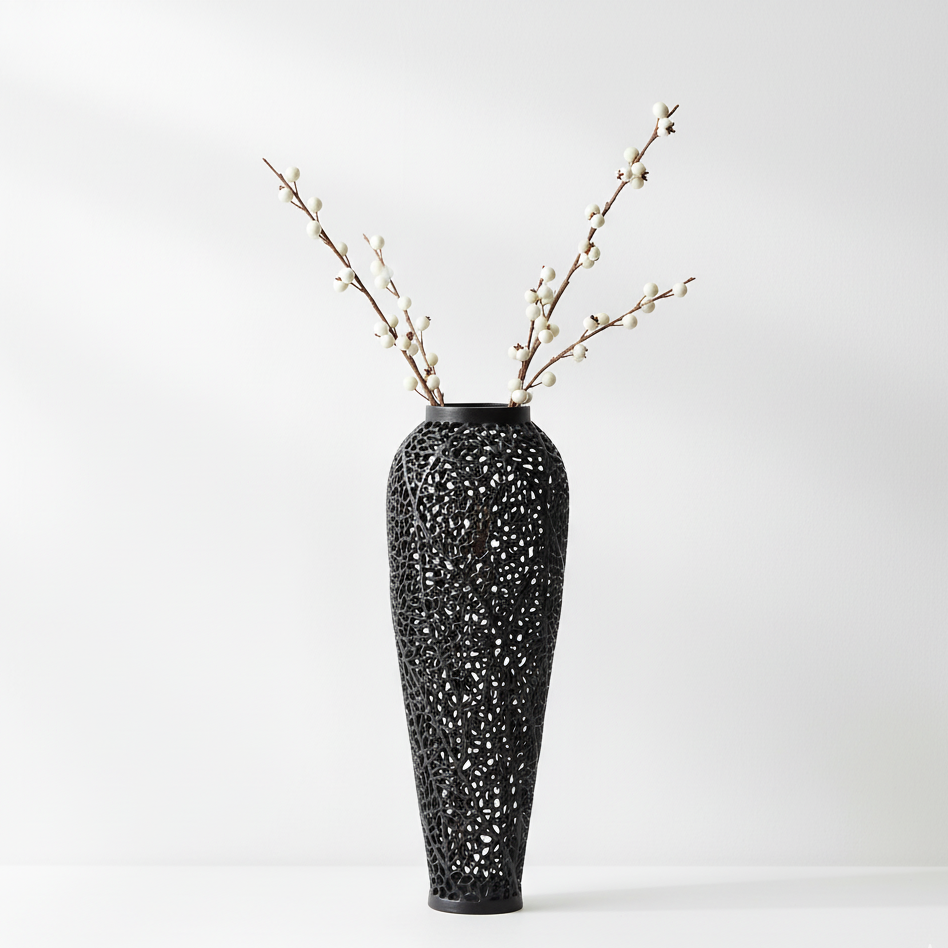 Black Cast Lattice Large Vase