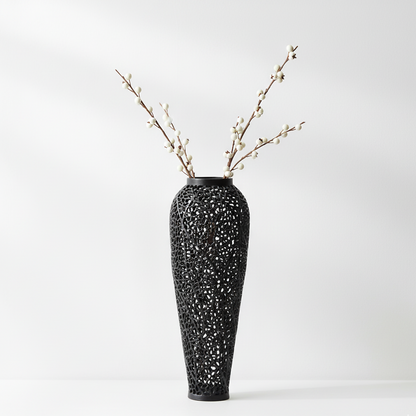 Black Cast Lattice Large Vase