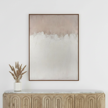 Abstract Canvas Natural and White with Natural Frame Large