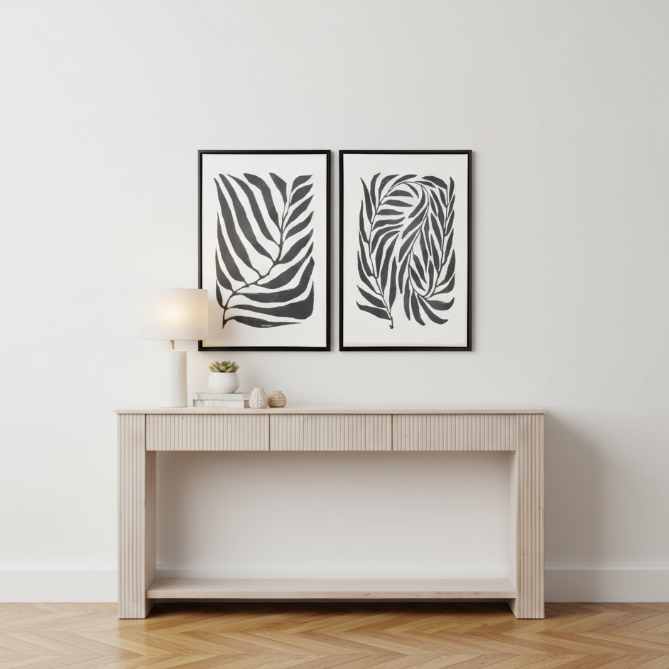 Everden Fluted Acacia Wood Console Table