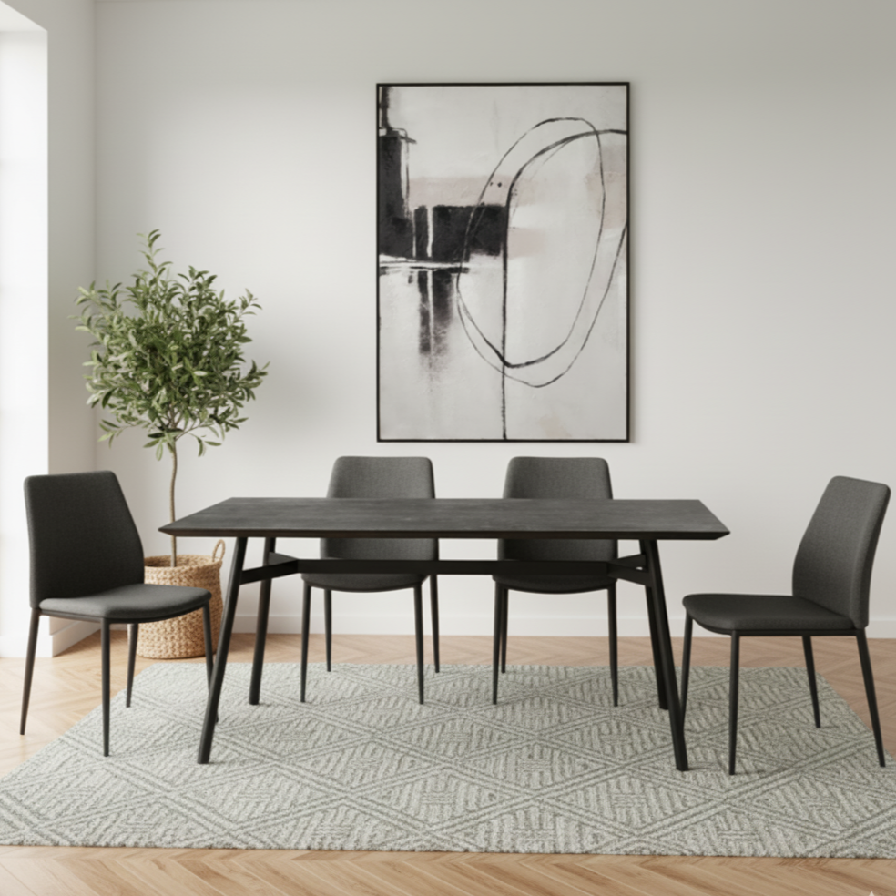 Bronks Acacia Wood Black Fixed 180cm Dining Table