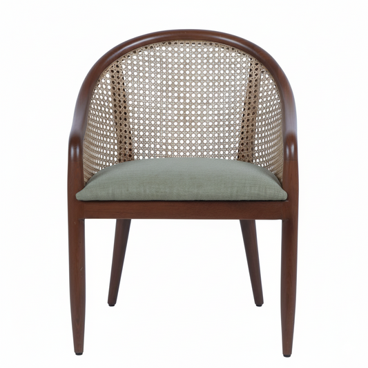 Carmel Oak With Cane and Upholstery Dining Armchair (Set of 2)