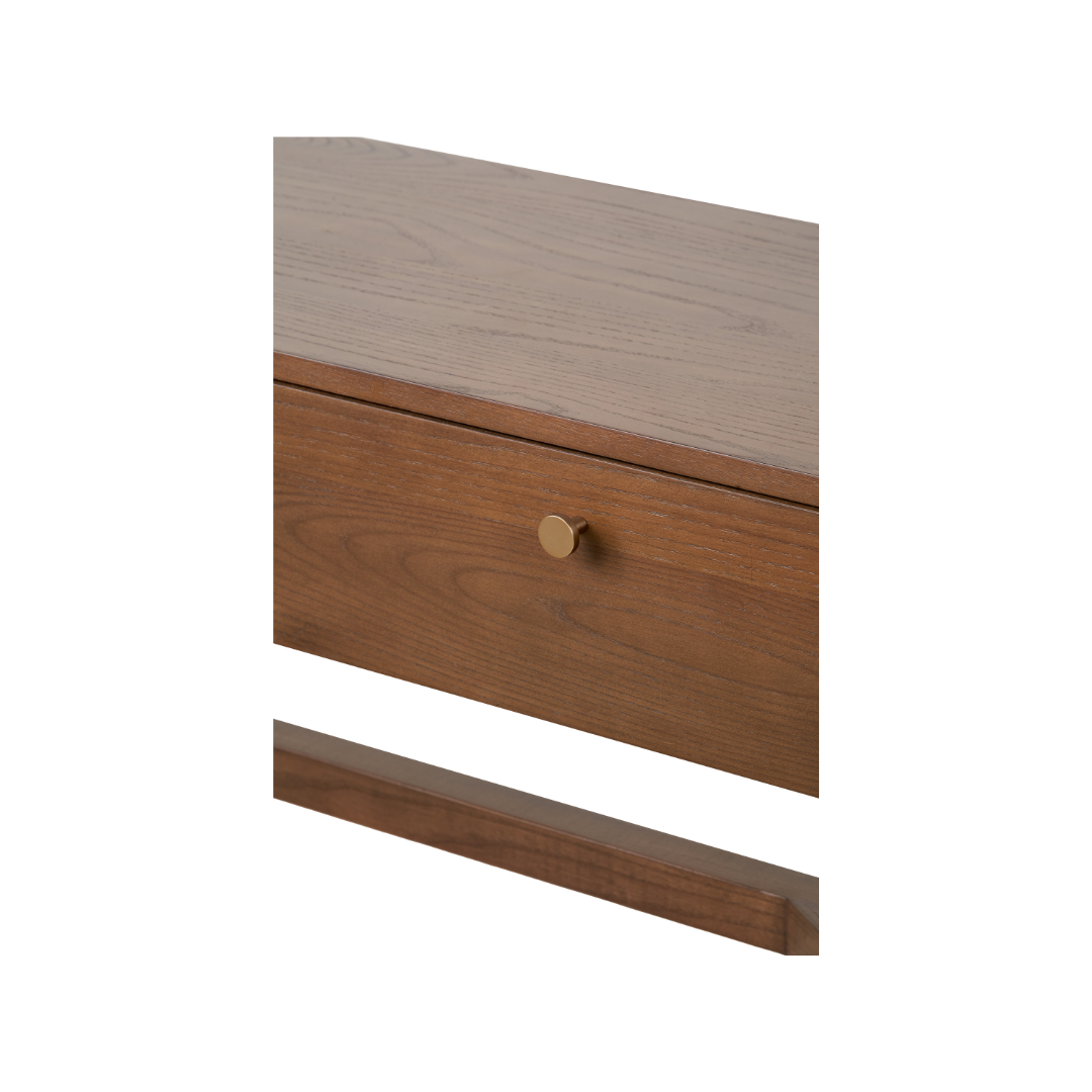 Elias Dark Ash Wood Retro 2 Drawer Console Table