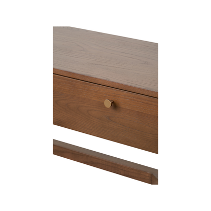 Elias Dark Ash Wood Retro 2 Drawer Console Table