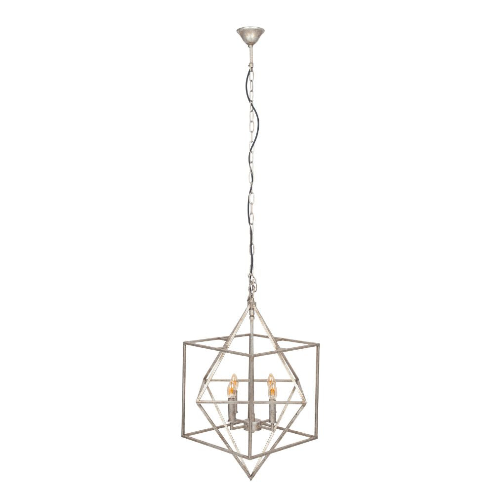 Sirius Antique Silver Metal Multi Arm Cube Pendant
