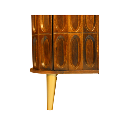 Aranya Solid Wood Oval Tile 4 Door Sideboard