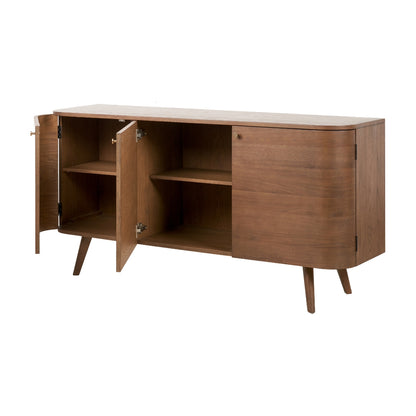 Elias Dark Ash Wood Retro 3 Door Sideboard