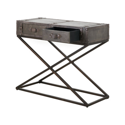 Adriano Peppercorn Leather Console Table