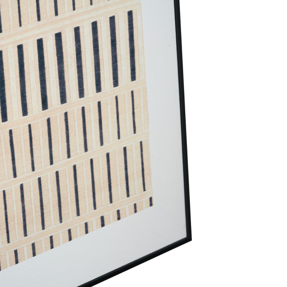 Canvas Natural with Black Stripe Pattern and Black Frame
