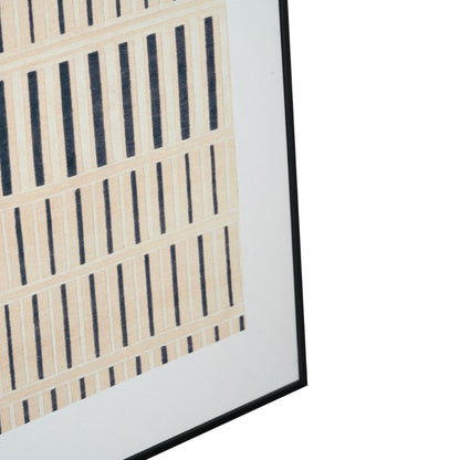 Canvas Natural with Black Stripe Pattern and Black Frame