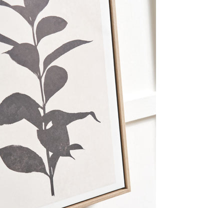 Canvases Natural and Black Leaf Print with Natural Frames