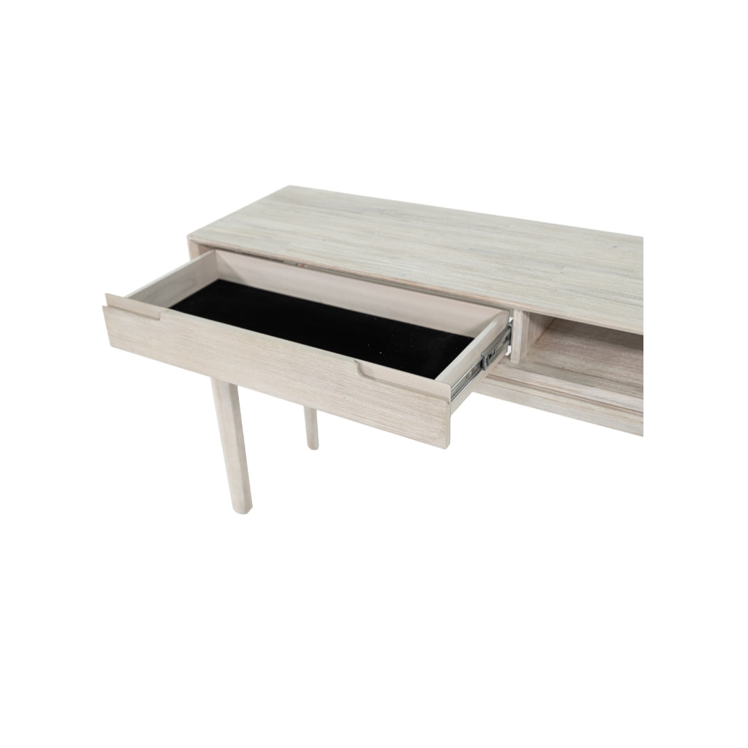 Gio White Sand Acacia Wood 1 Drawer Console Table