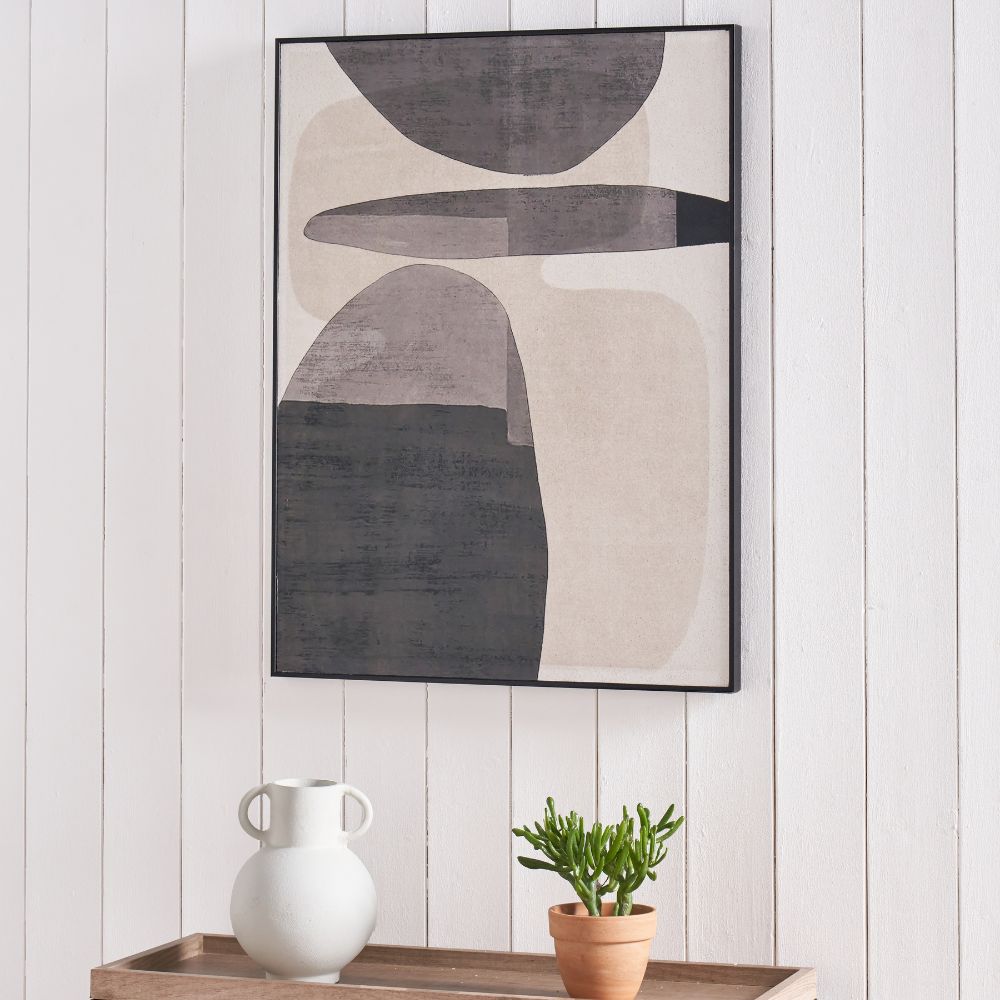 Canvas Natural and Black with Ovals Design and Black Frame