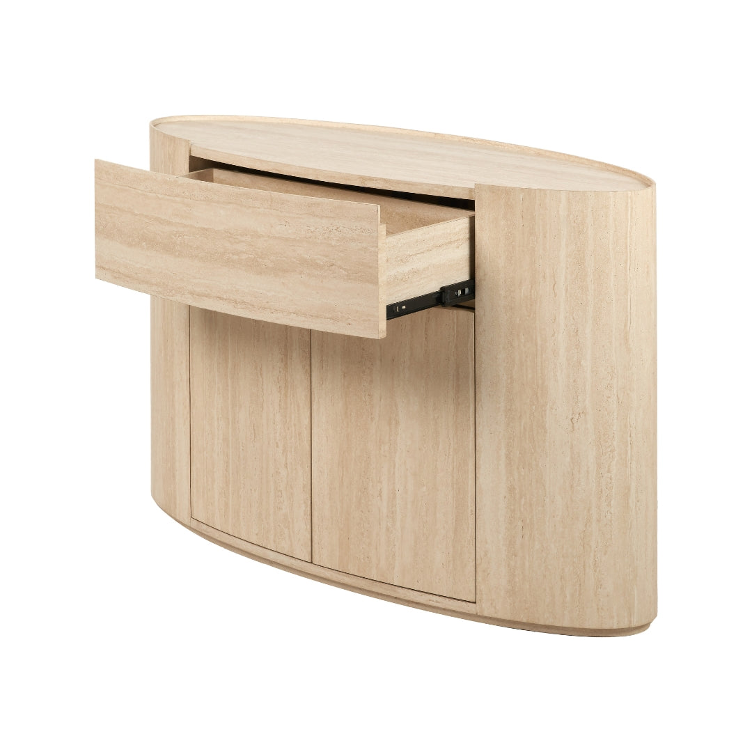 Tivoli Travertine Effect Veneer 1 Drawer 2 Door Sideboard