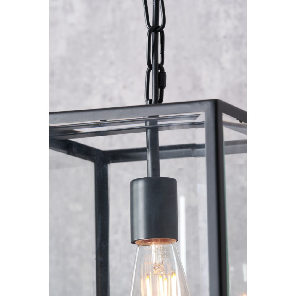 Llewellyn Matte Black Metal and Glass Pendant